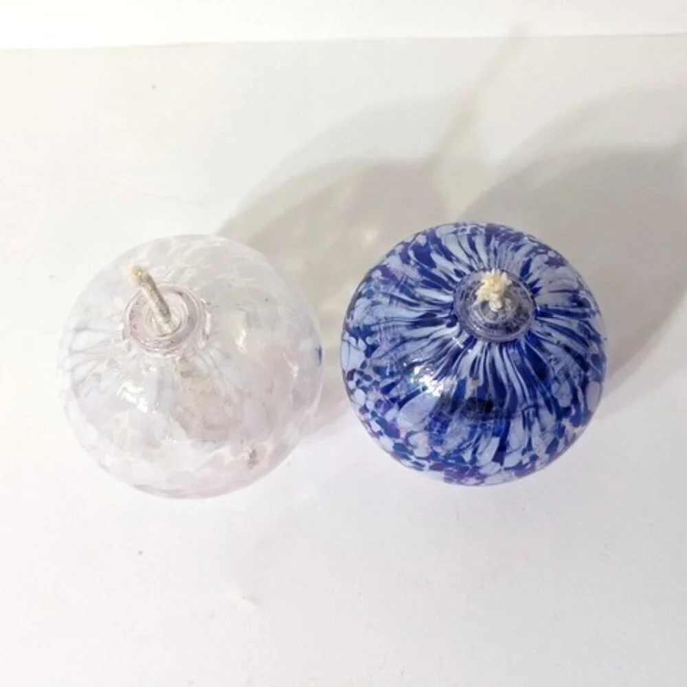 New Pottery Barn Oil Lamp Diffuser Glass Ball Confetti Iridescent Round Glass